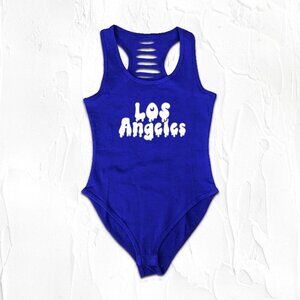 Womens Blue Los Angeles City Baseball Bodysuit, LA Shirt, LA Fan Outfit